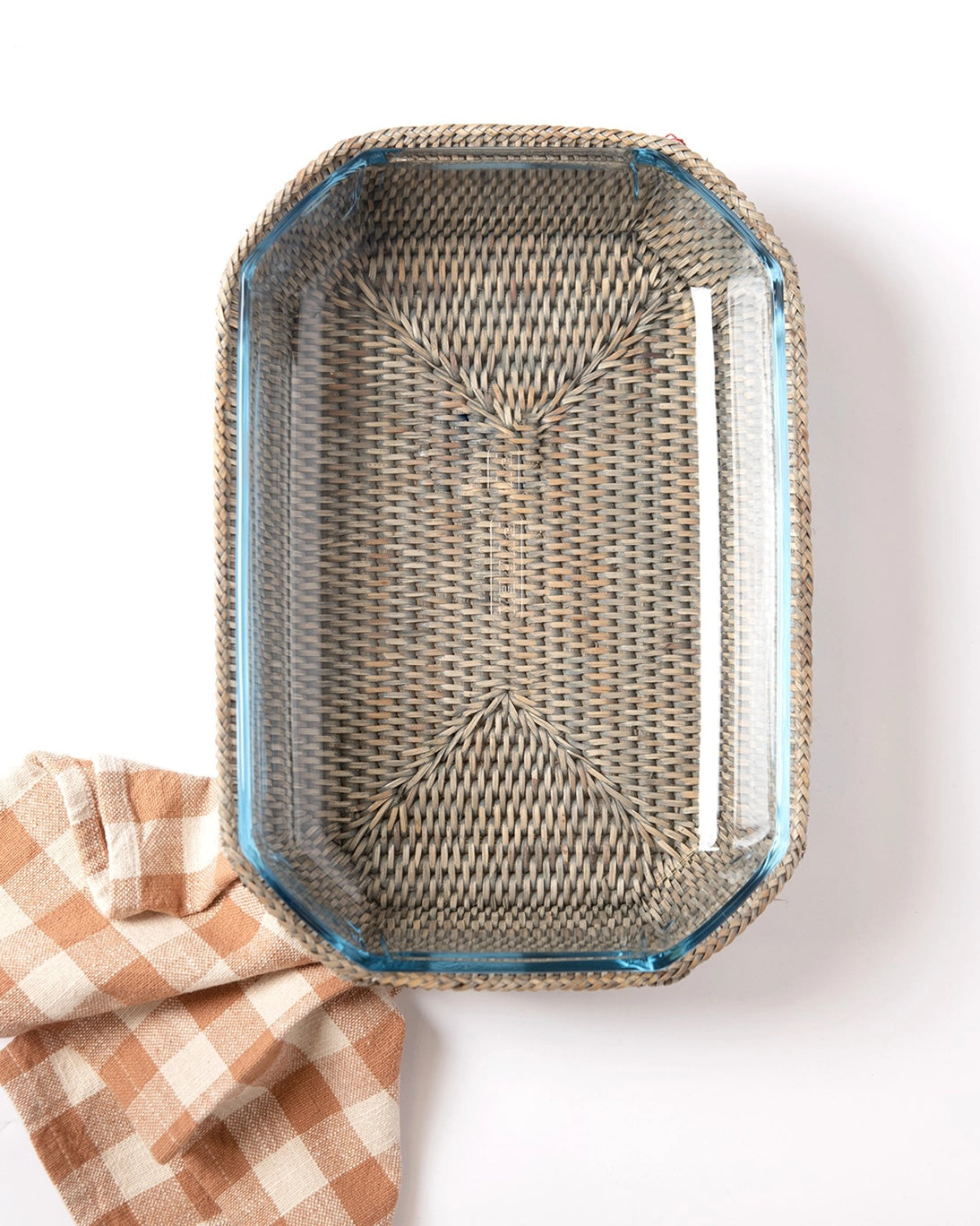 Octagonal rattan baolgi platter 40x27cm XME02932