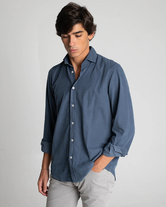 CAMISA MICROPANA AZUL LAVADO