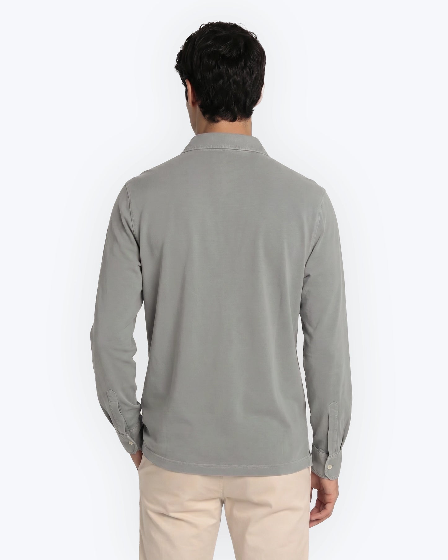 CAMISA PUNTO LISO VERDE GRISÁCEO