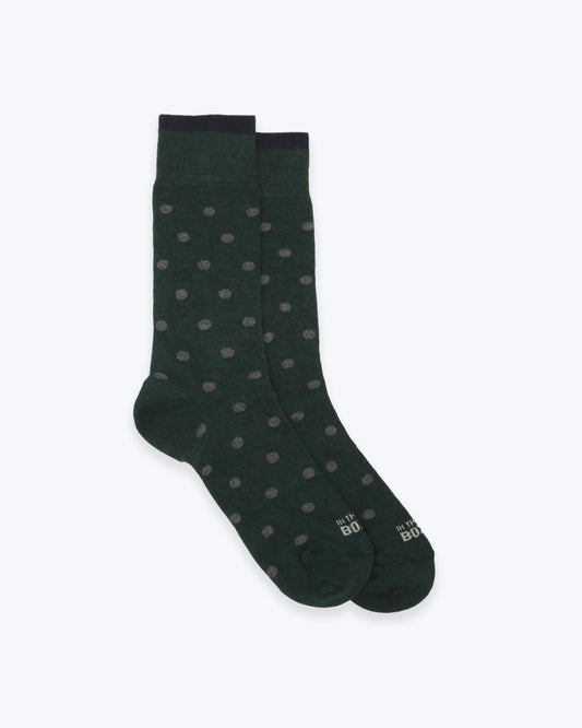 CALCETINES VERDES TOPO GRIS