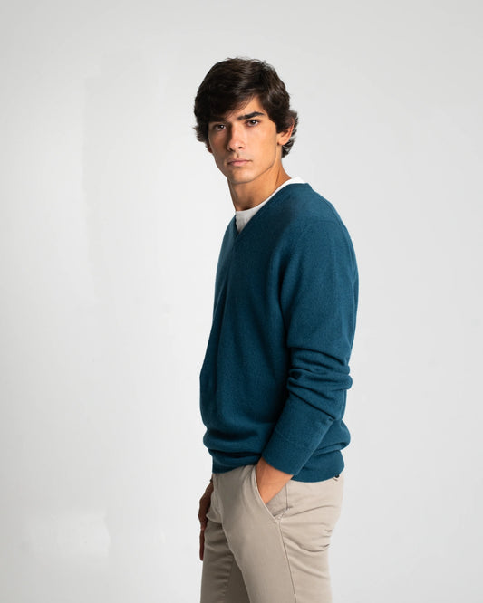 Jersey de cuello pico en color azulón de Tway.