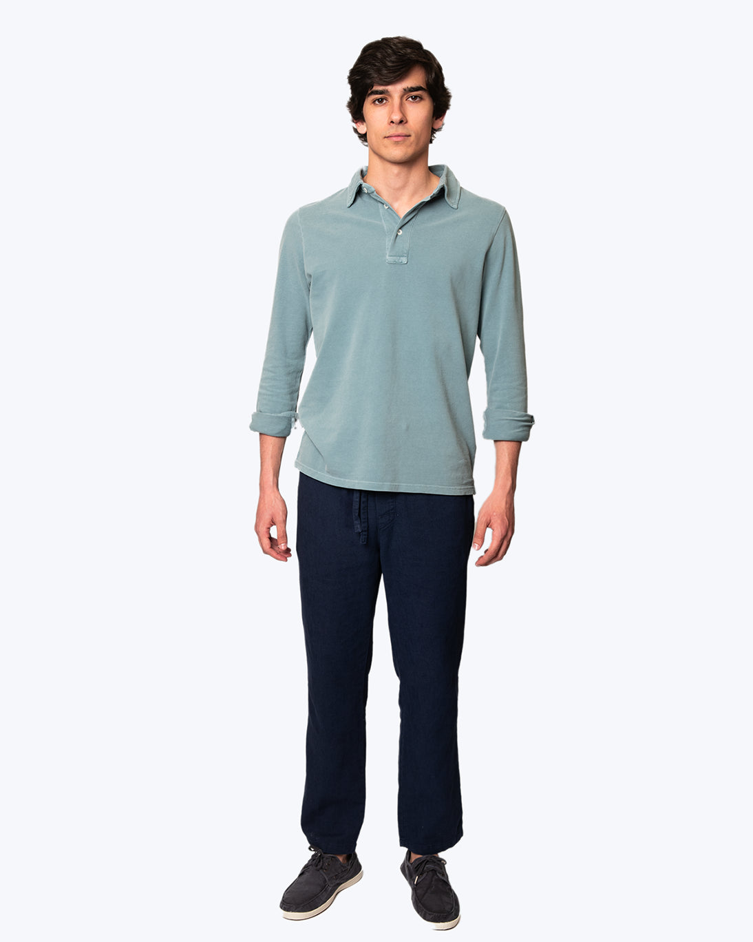 BLUE LONG-SLEEVED POLO SHIRT