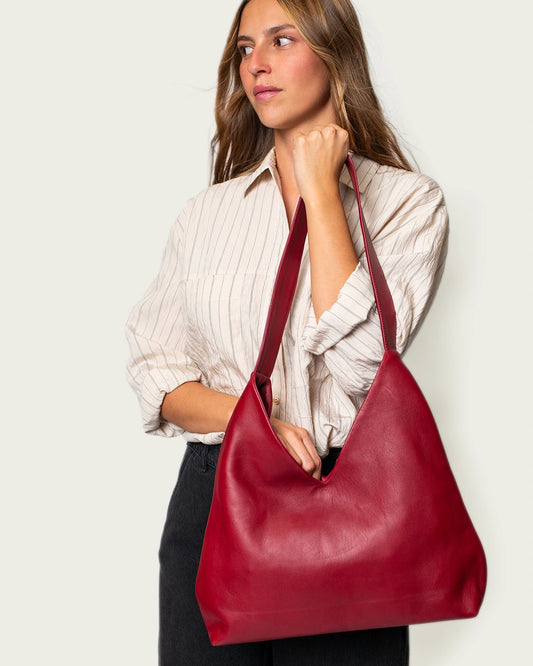 BOLSO DE PIEL BURDEOS