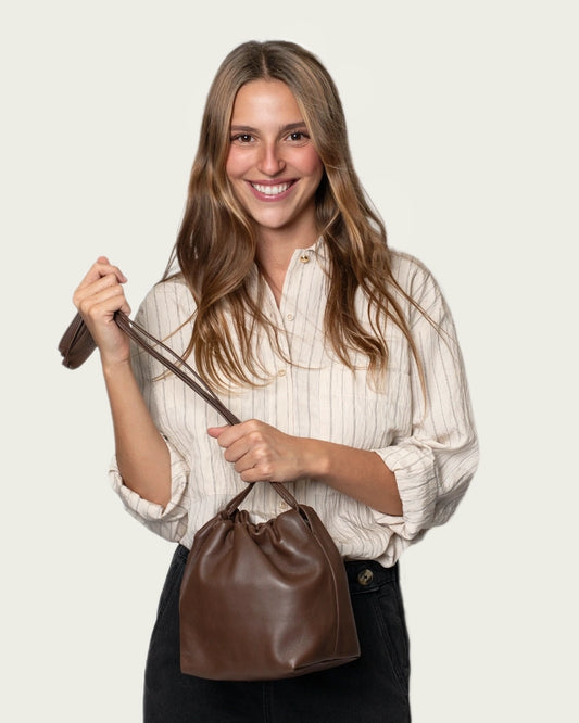 BOLSO DE PIEL CHOCOLATE 30X20CM