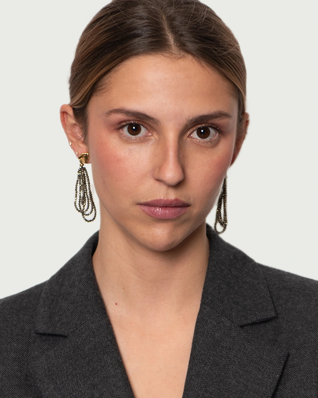 PENDIENTES BAÑO ORO CON PIRITA