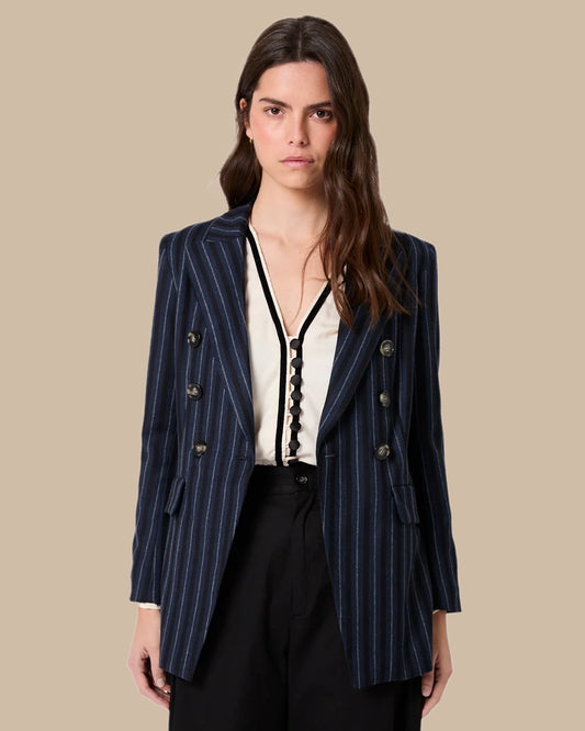 Double-breasted striped blazer