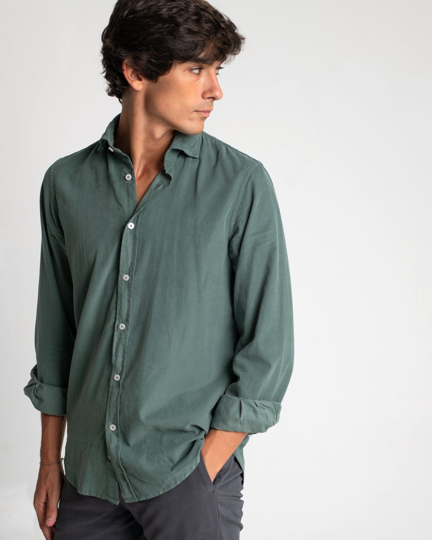 CAMISA MICROPANA VERDE LAVADO