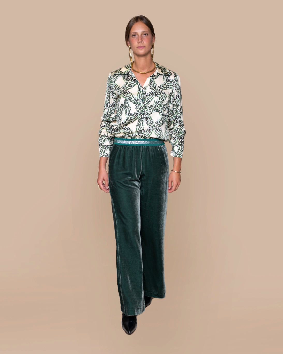 DANCE VELVET PANTS IN WATER GREEN
