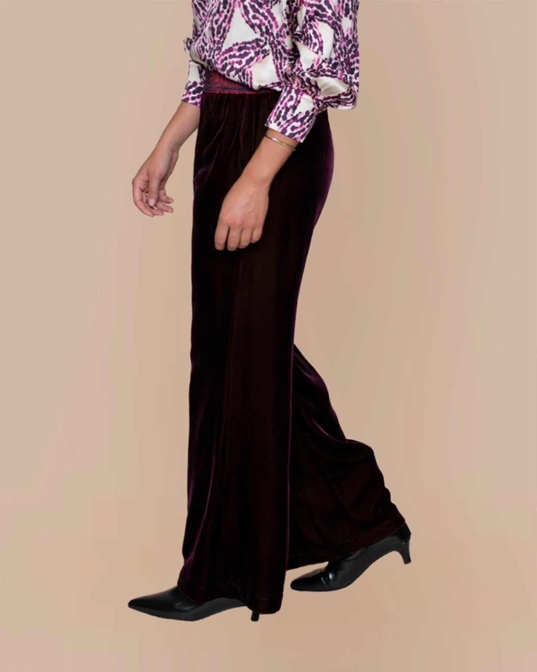 BURGUNDY DANCE VELVET PANTS Single-seater dance velvet pants