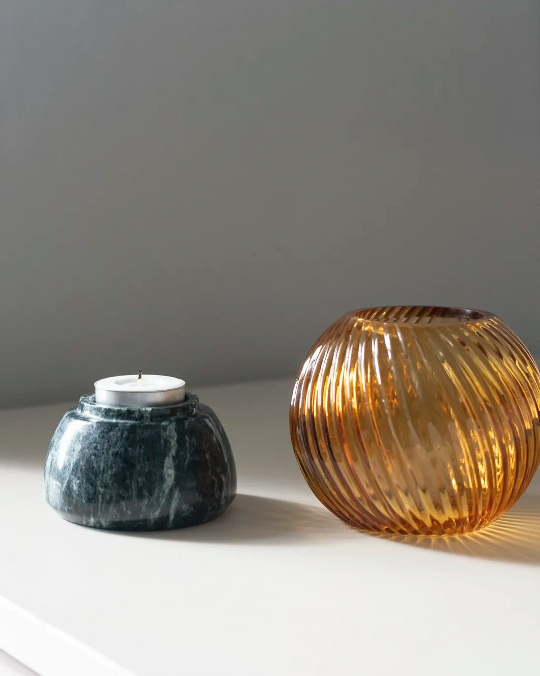 PORTA VELAS CRISTAL BASE MÁRMOL 13X11CM