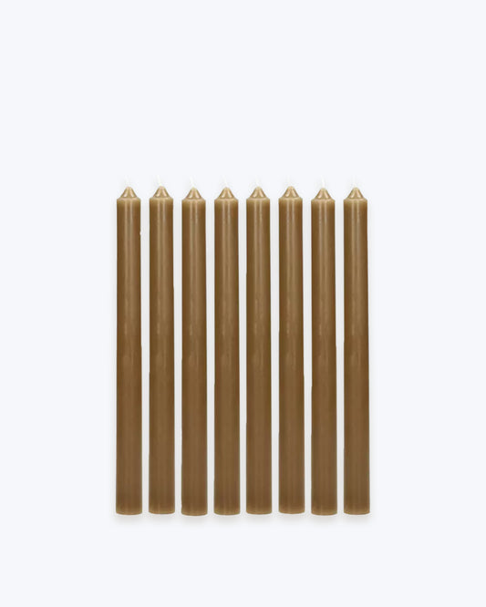 SET DE 8 VELAS MOSTAZA 25CM