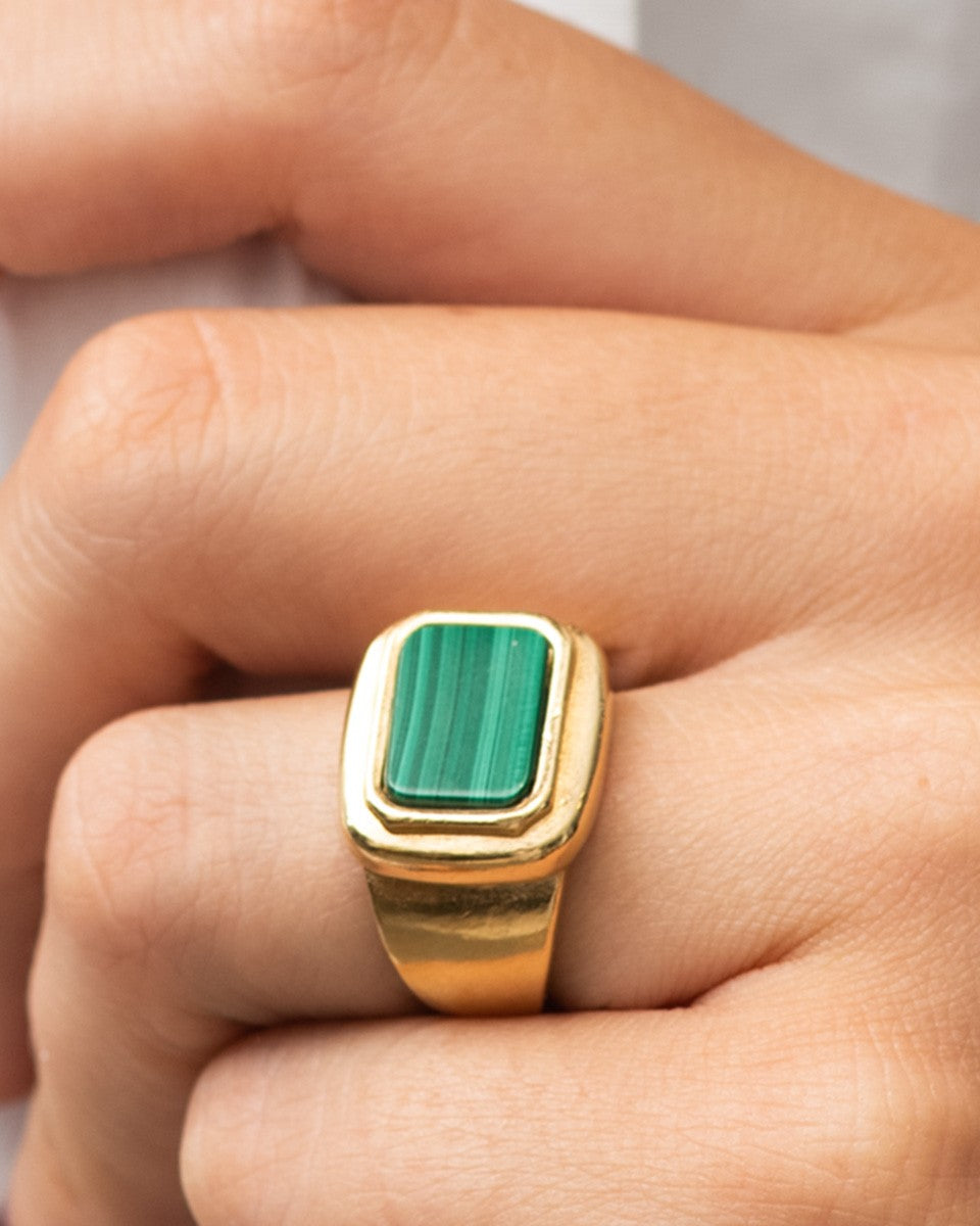 ANILLO SELLO MALAQUITA