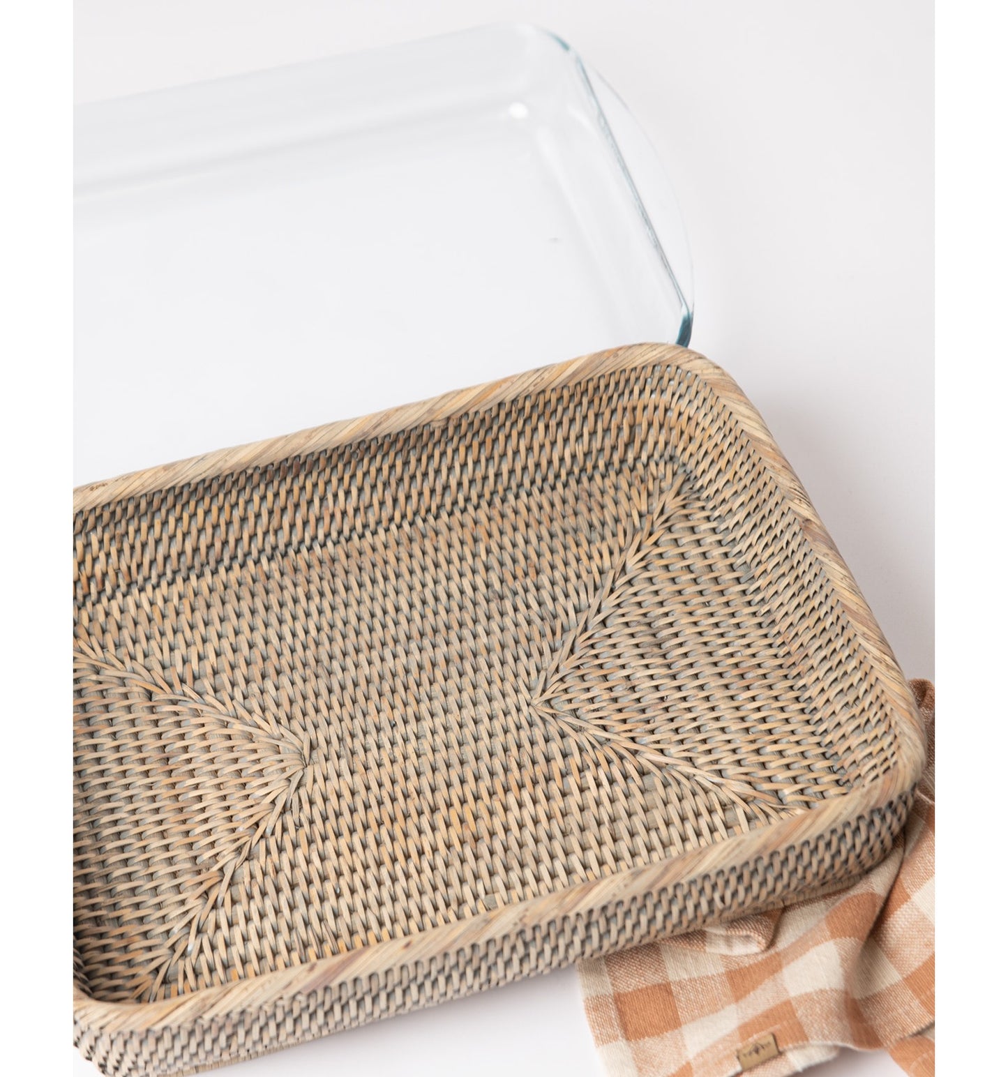 FUENTE RECTANGULAR RATTAN 33X22CM