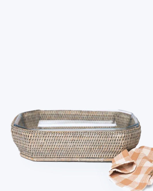 FUENTE OCTOGONAL RATTAN 40X27CM