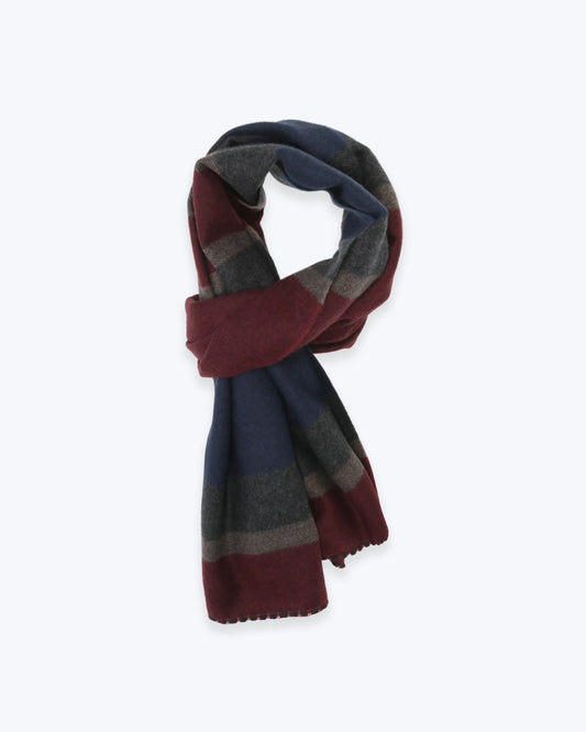 BUFANDA AZUL, BURDEOS Y GRIS