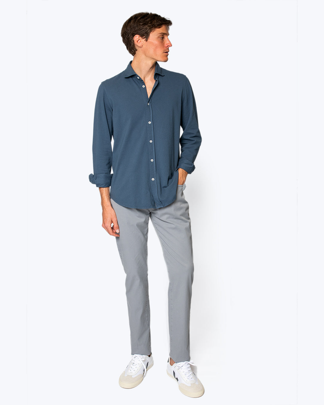 CAMISA AZUL PIQUE