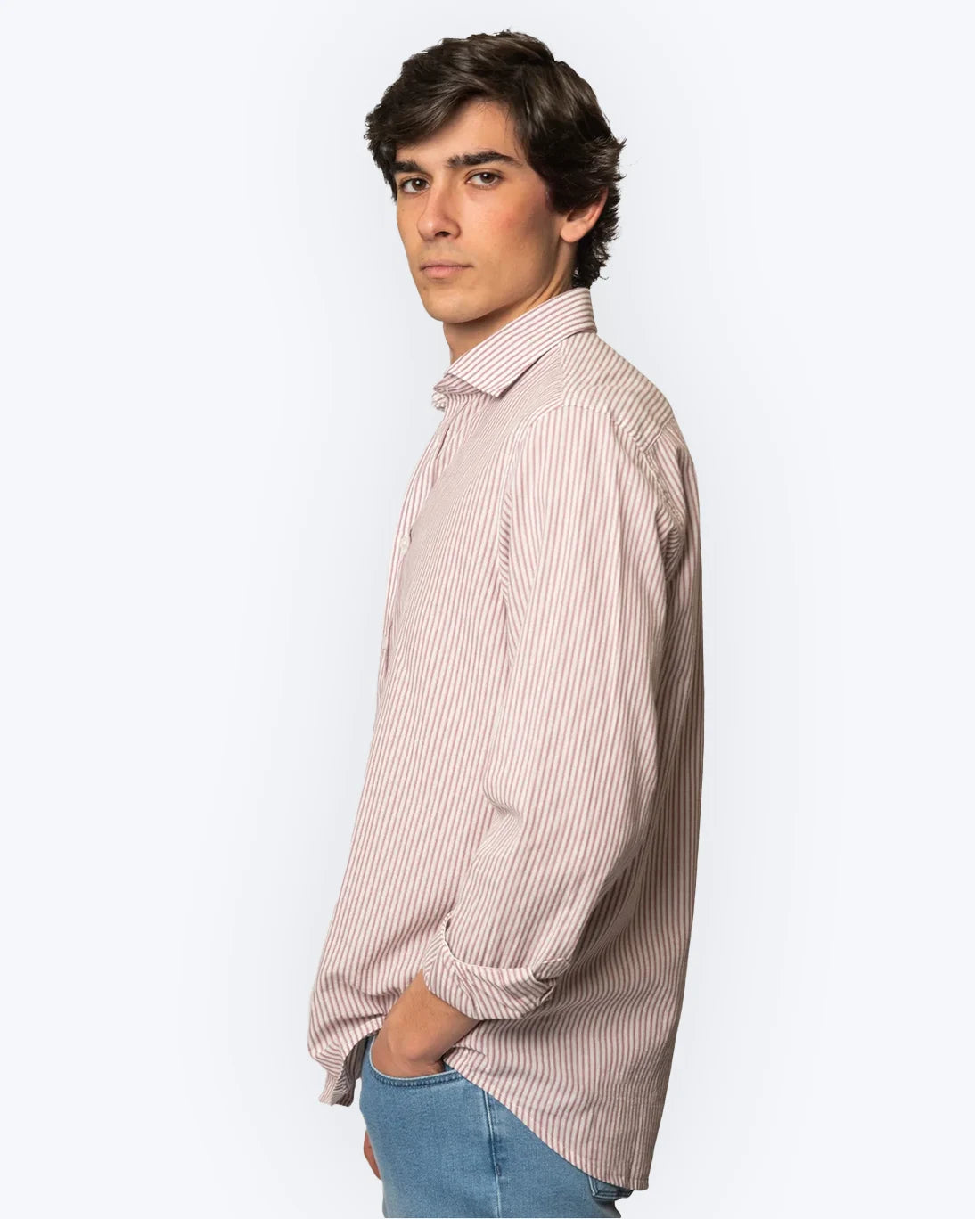 Camisa de rayas blanca y rosa de la marca Tway