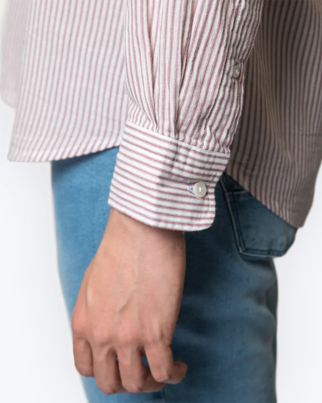 PINK AND WHITE STRIPED SHIRT