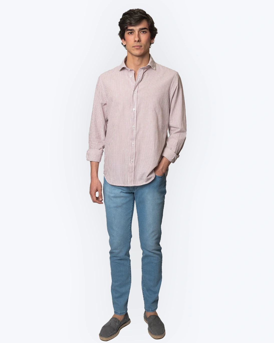 PINK AND WHITE STRIPED SHIRT