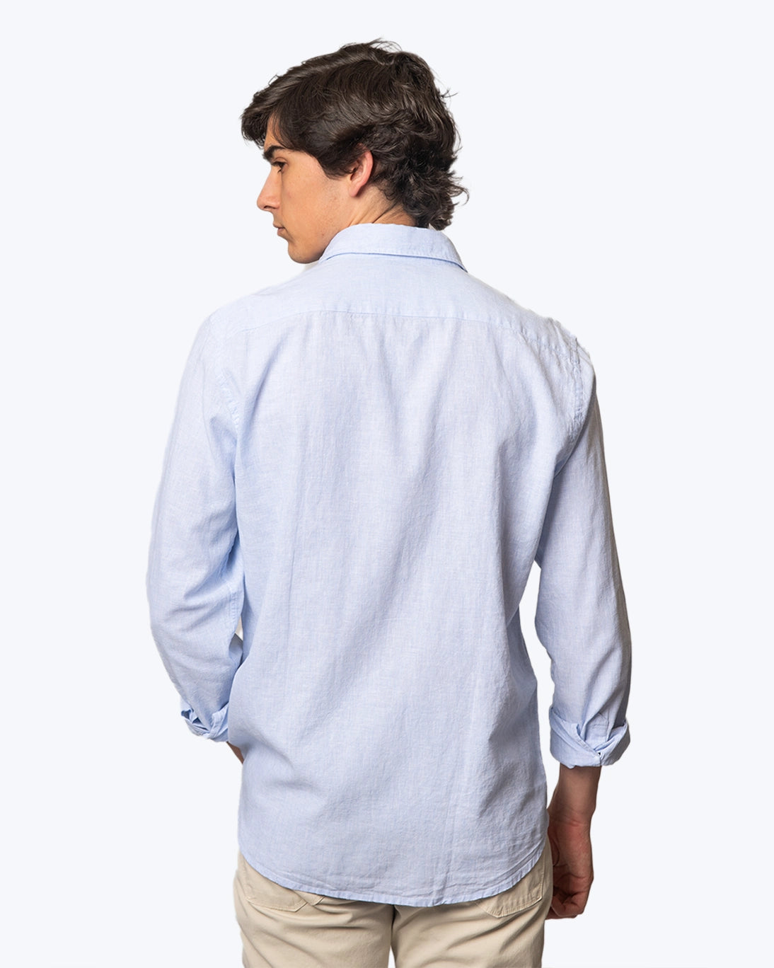 BLUE AND WHITE STRIPED SHIRT