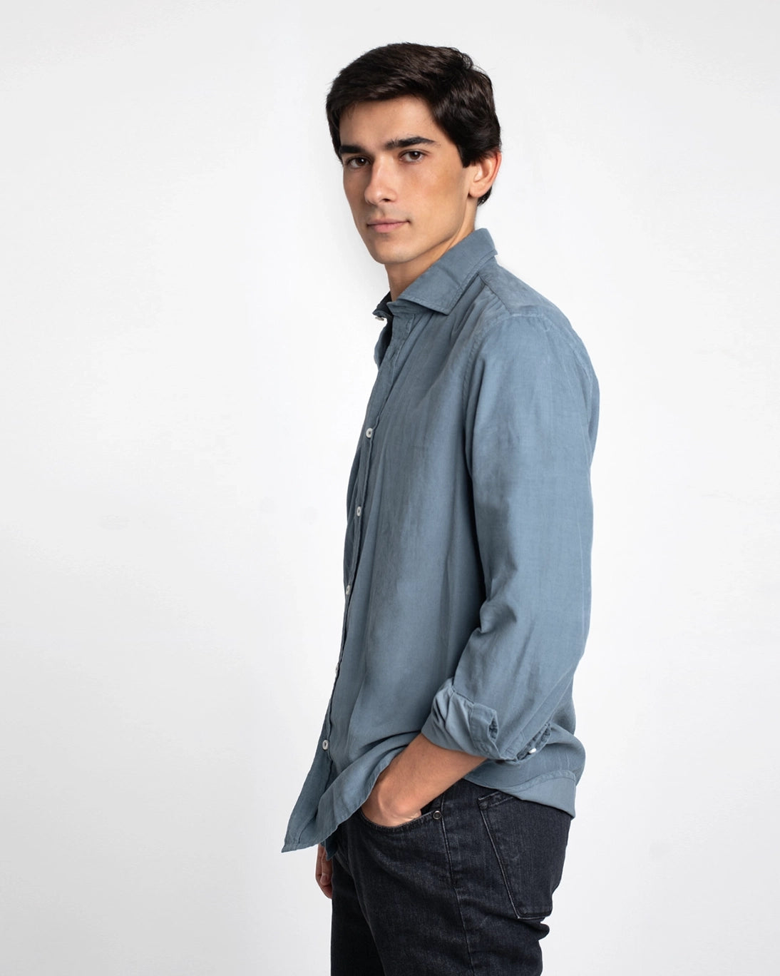 CAMISA MICROPANA AZUL CLARO LAVADO