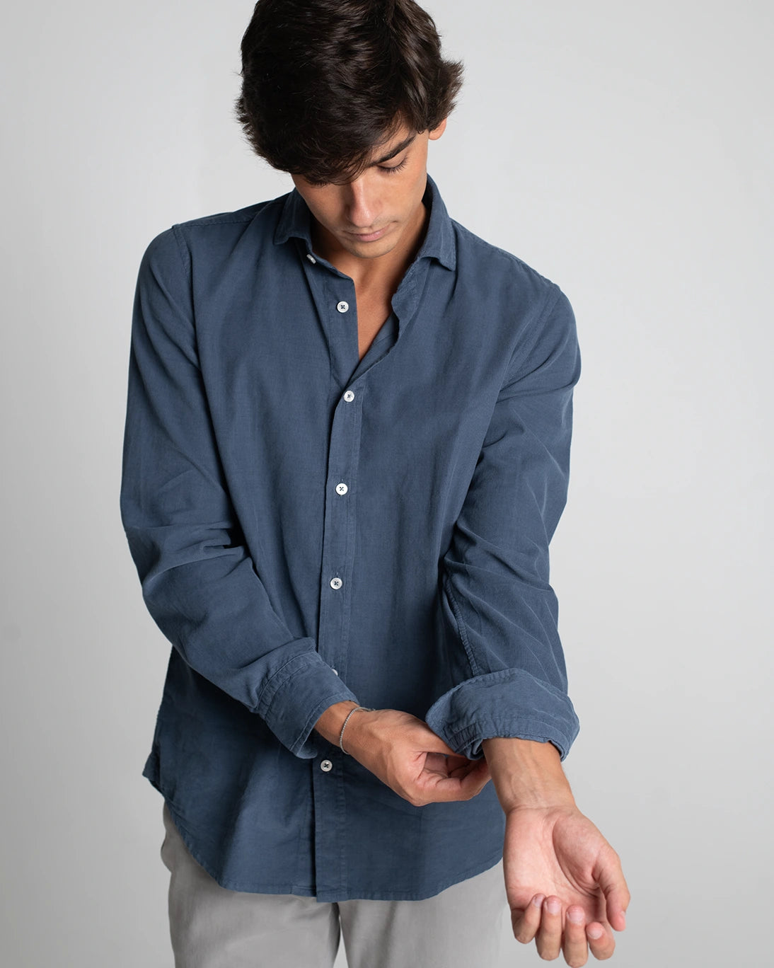 CAMISA MICROPANA AZUL LAVADO