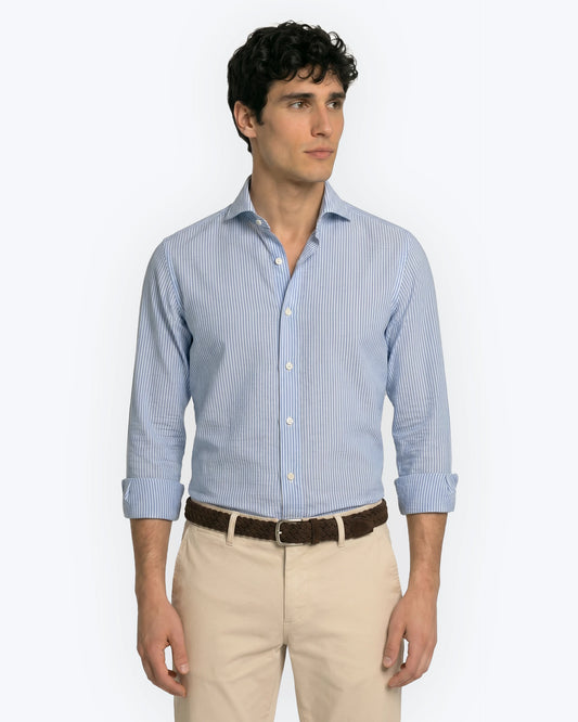 CAMISA RAYAS AZULES SEERSUCKER
