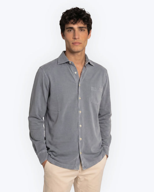 CAMISA AZUL GRISACEA CON BOLSILLO