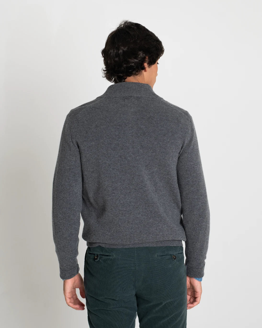 GRAY DENIM INSIDE ZIP SWEATER
