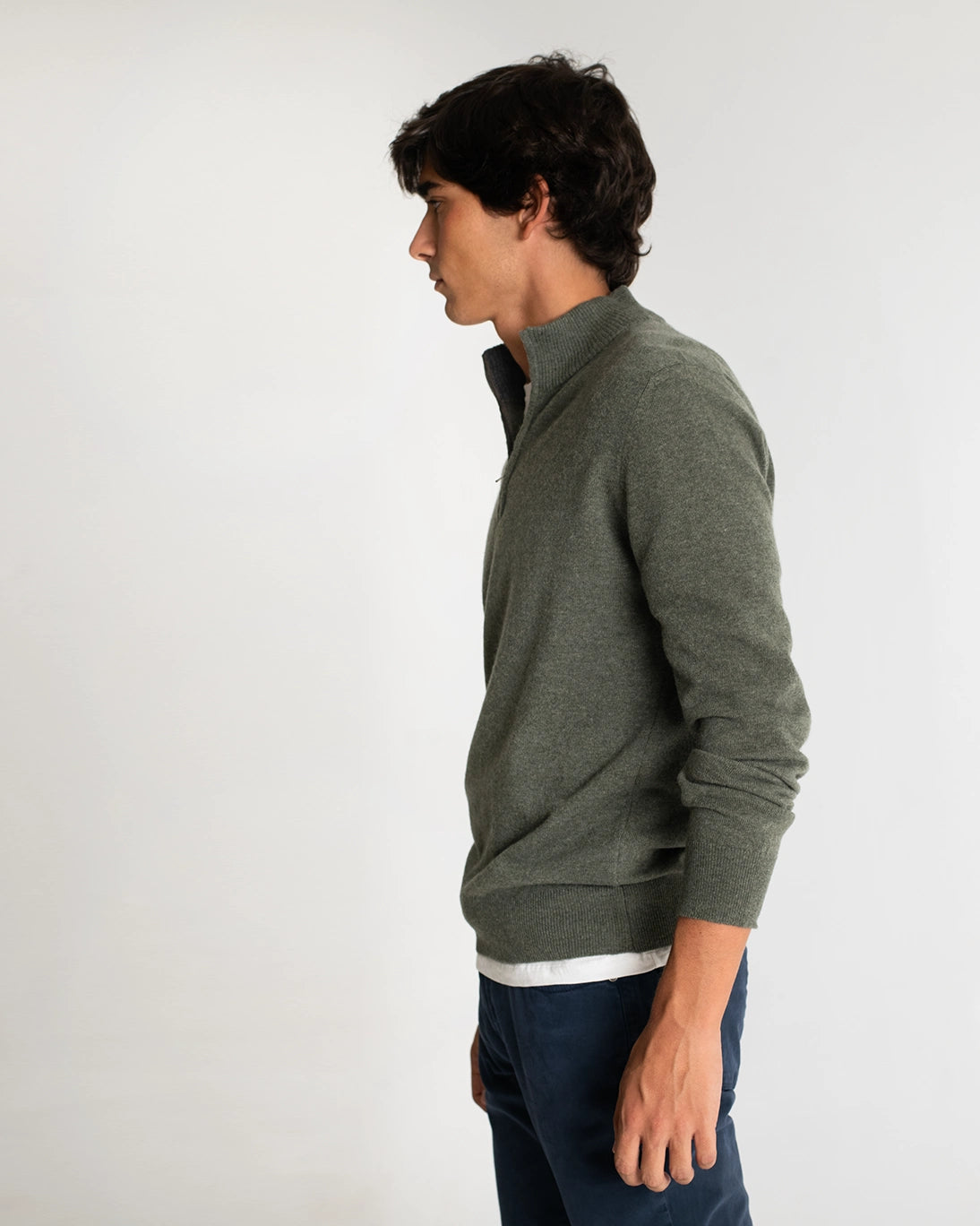 GREEN ZIP JERSEY WITH GREY INTERIOR