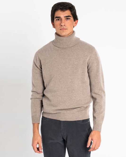 JERSEY DE CUELLO VUELTO BEIGE