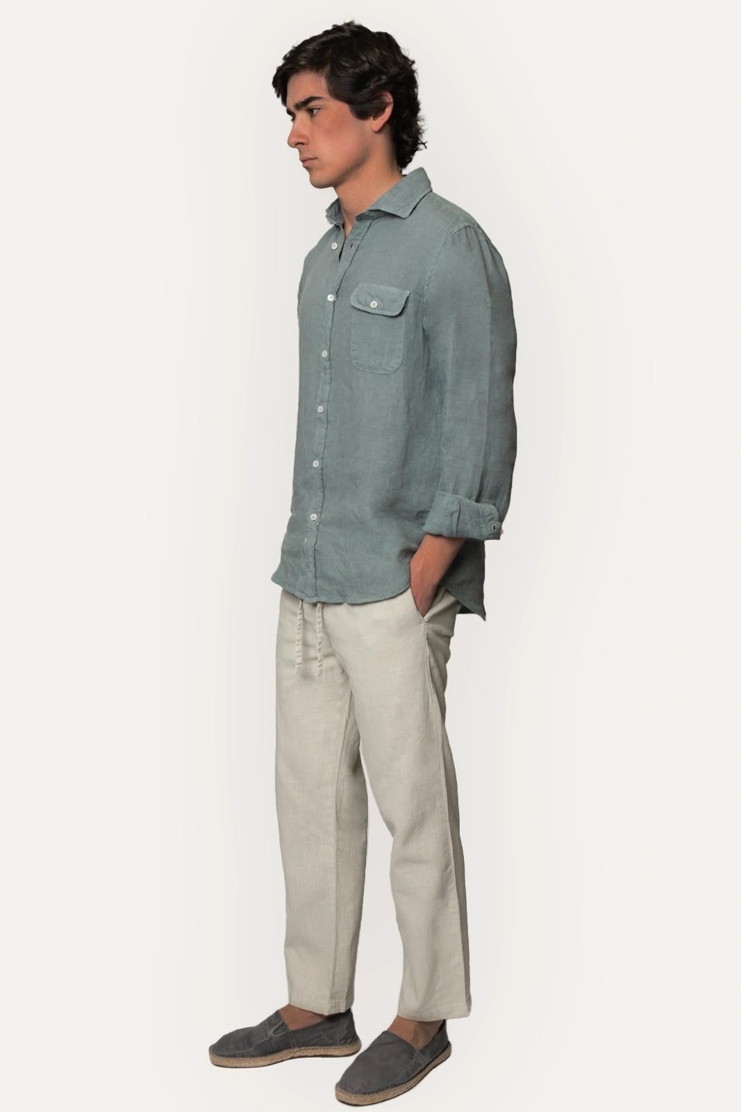 Beige linen pants