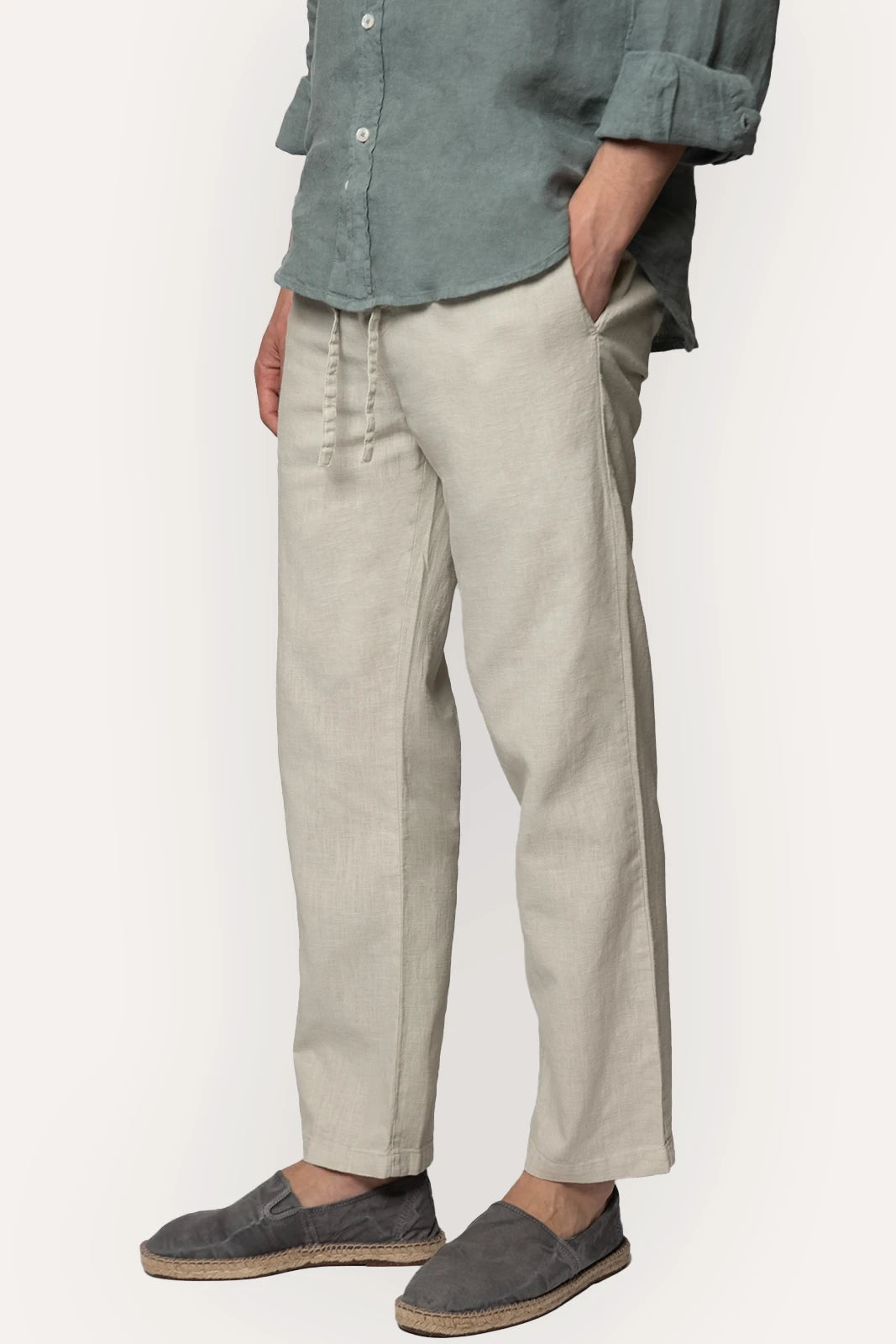 Beige linen pants