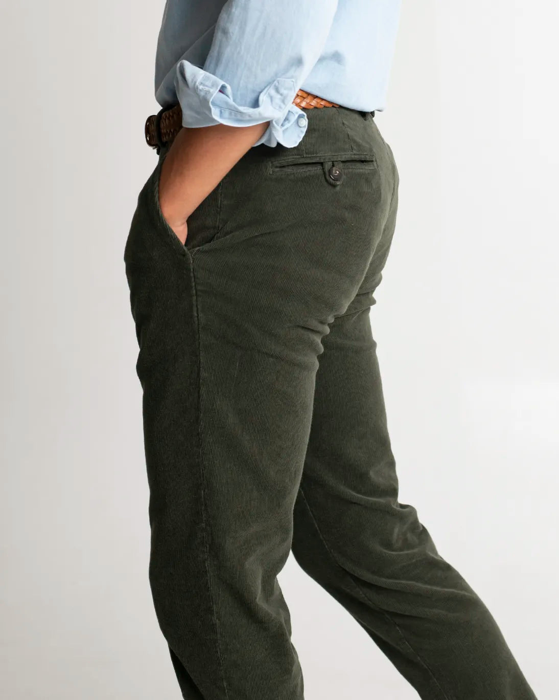 GREEN CORDUROY CHINO PANTS