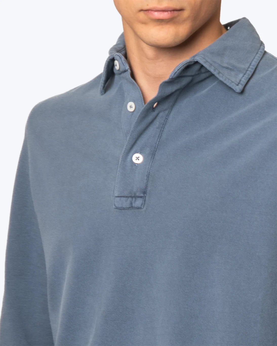 BLUE LONG-SLEEVED POLO SHIRT