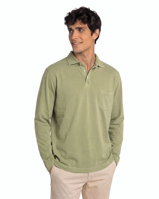 POLO MANGA LARGA PUNTO LISO VERDE