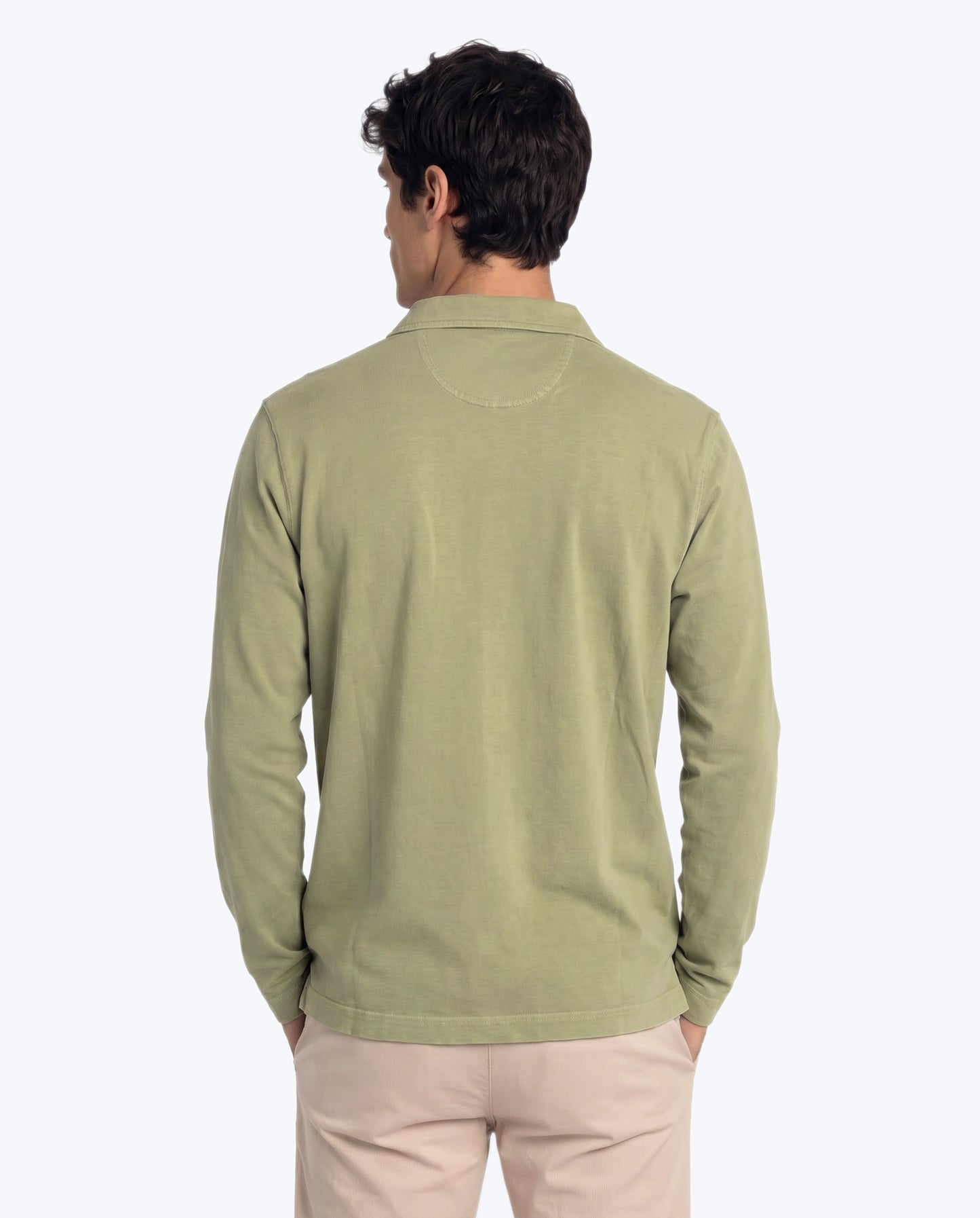 POLO MANGA LARGA PUNTO LISO VERDE