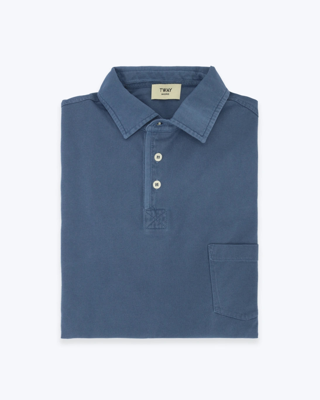 POLO MANGA LARGA PUNTO LISO AZUL