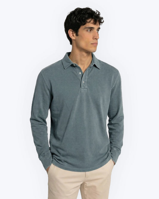 POLO MANGA LARGA PIQUÉ VERDE