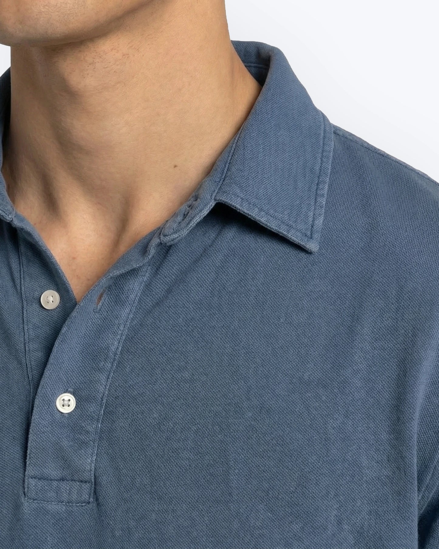 POLO MANGA LARGA PIQUÉ AZUL