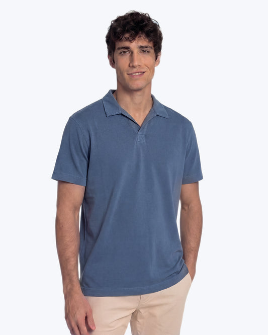 BLUE POLO SHIRT WITH NO BUTTON