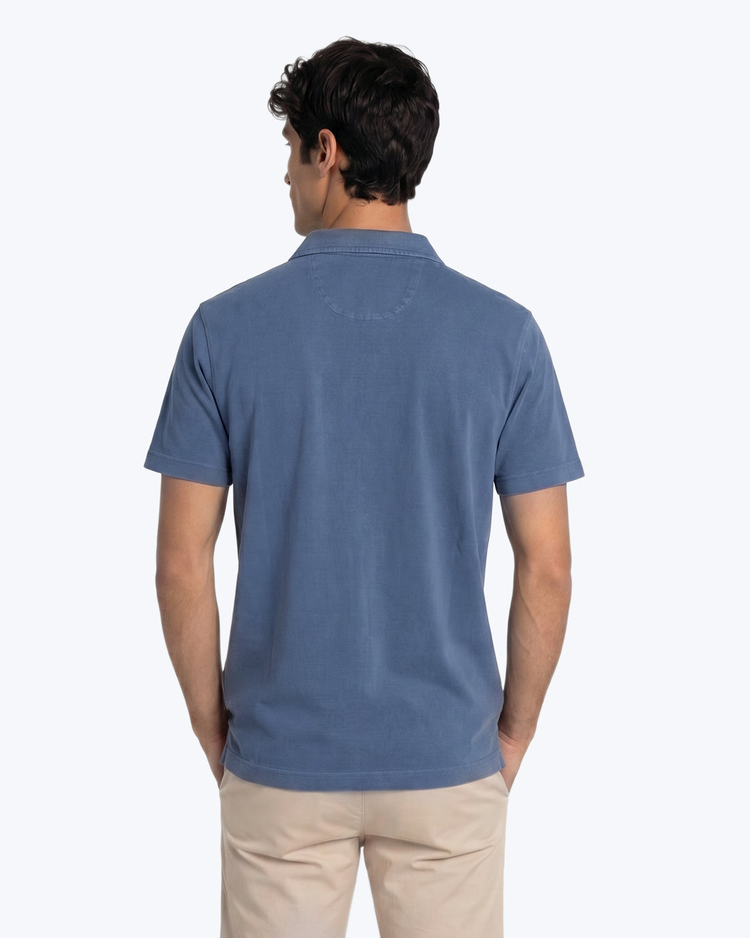 BLUE POLO SHIRT WITH NO BUTTON