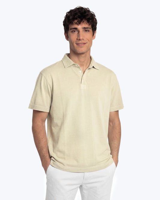 BEIGE SHORT-SLEEVED POLO SHIRT