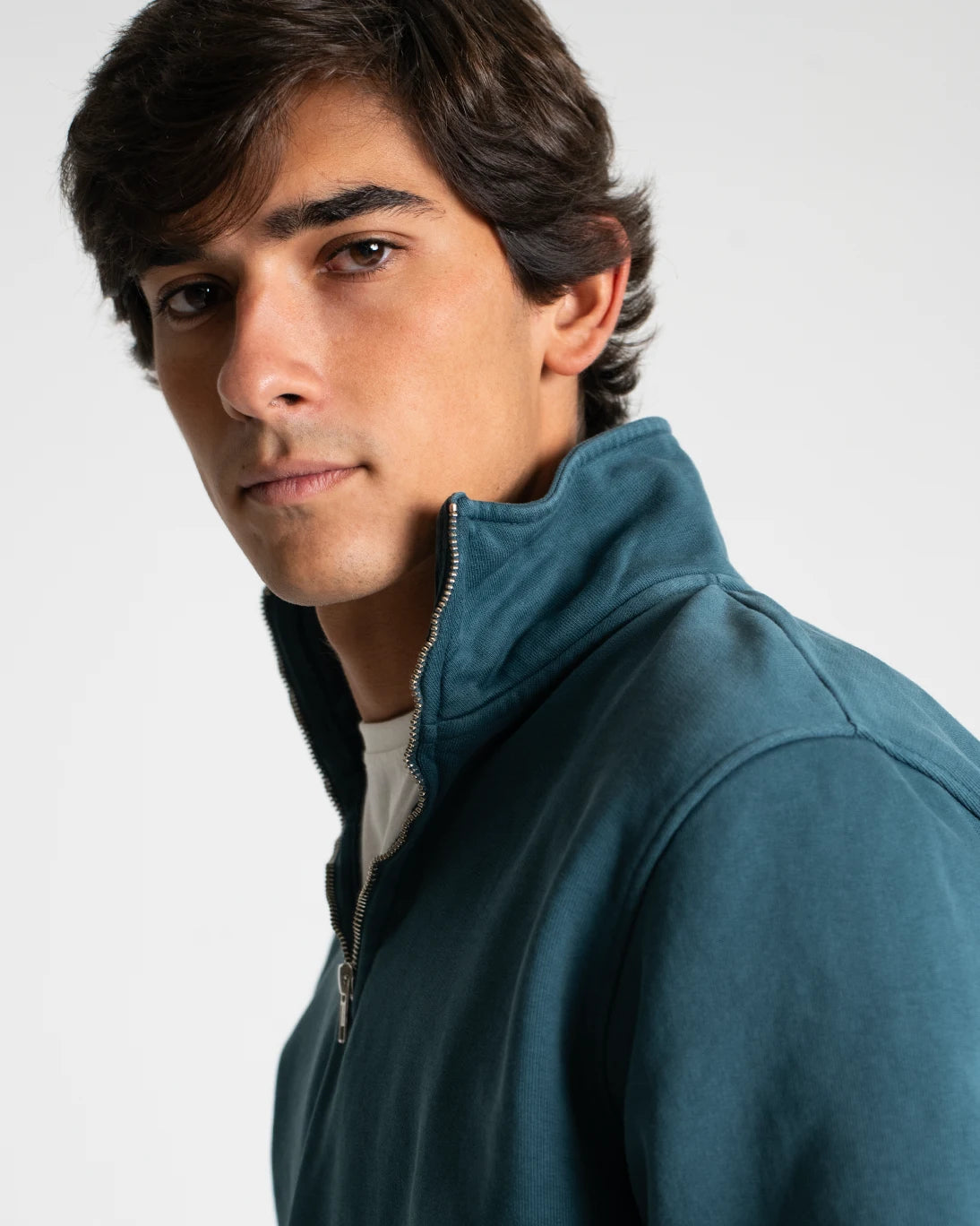 SUDADERA CON CREMALLERA AZUL VERDOSO