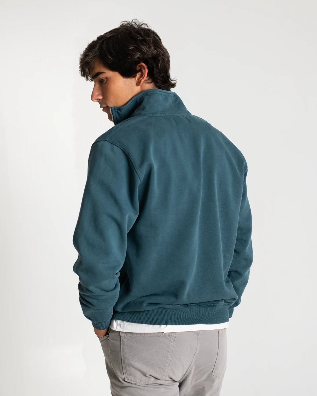 SUDADERA CON CREMALLERA AZUL VERDOSO