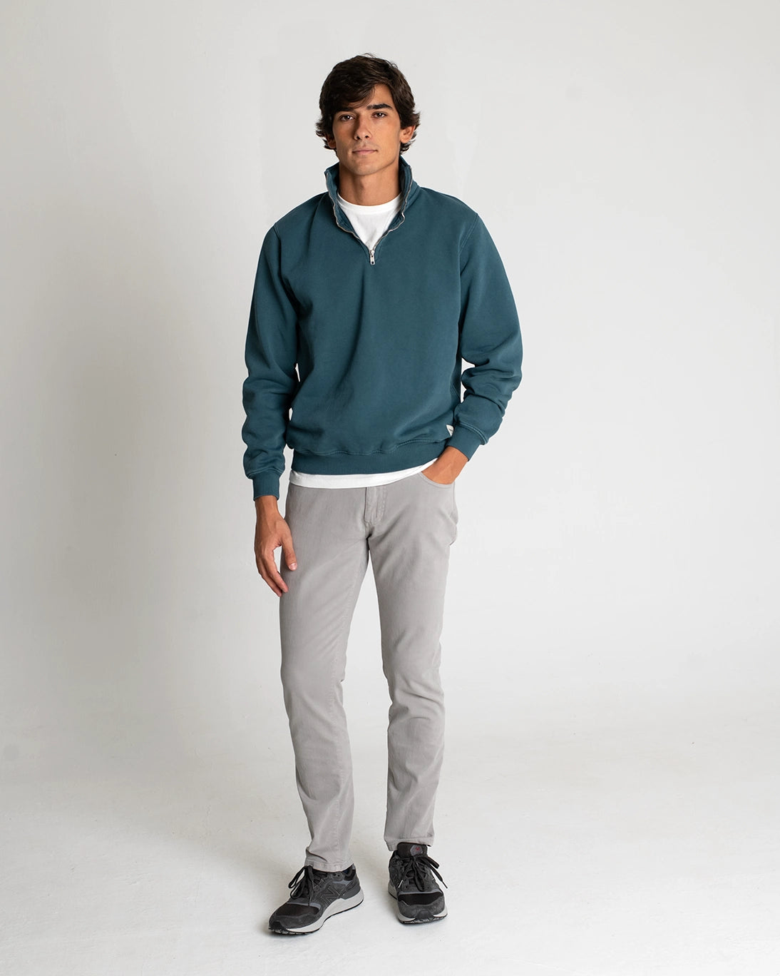 SUDADERA CON CREMALLERA AZUL VERDOSO