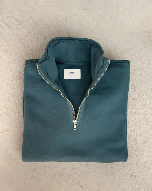 SUDADERA CON CREMALLERA VERDE AZULADO