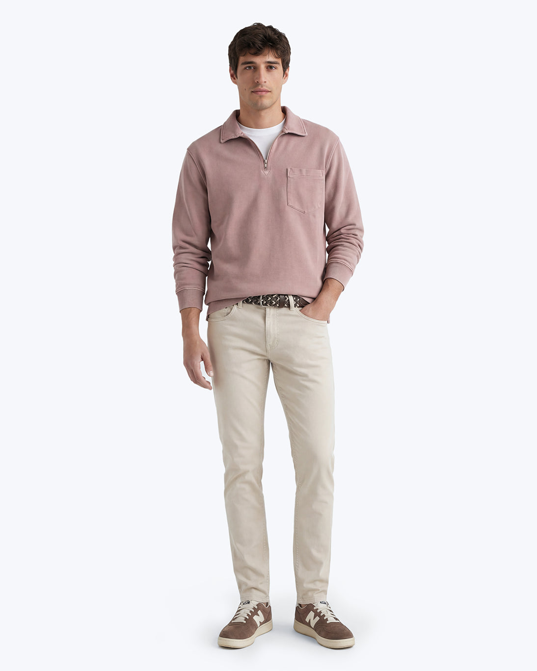 SUDADERA CUELLO POLO ROSA LAVADO