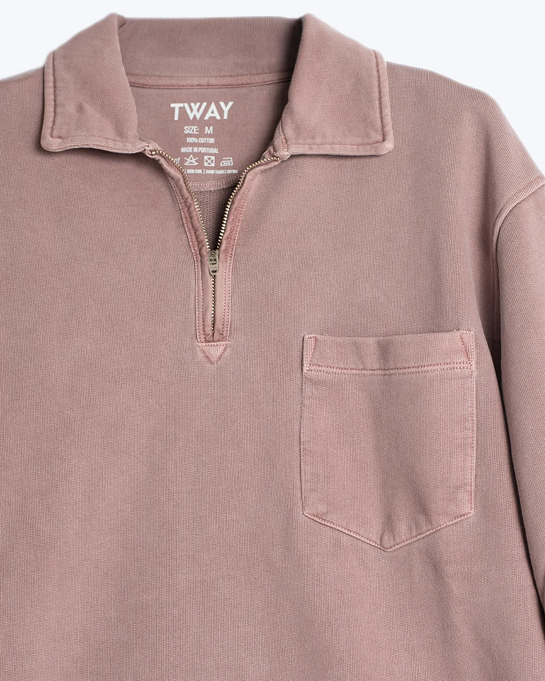 SUDADERA CUELLO POLO ROSA LAVADO