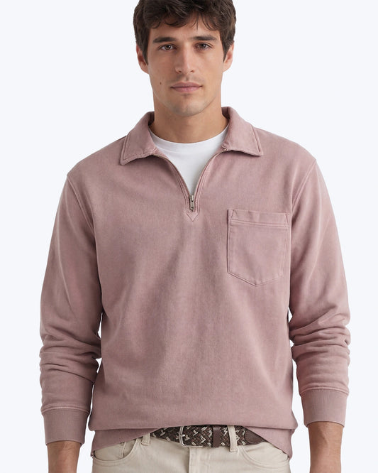 SUDADERA CUELLO POLO ROSA LAVADO
